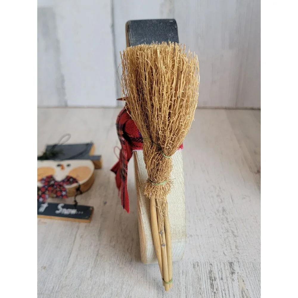 Vintage snowman broom‎ sign figure unique rustic home decor set